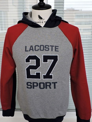 Lacoste Sport 27 Mens Hoodie like new, size S, grey red