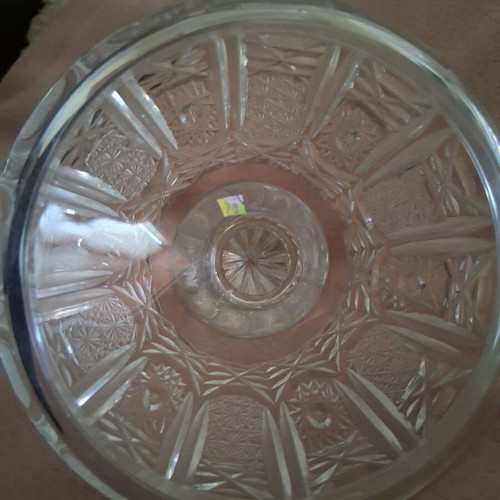 Crystal fondue pot lid used, carved, 10cm diameter