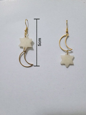 Polymer clay earrings like new, handmade, beige and gold