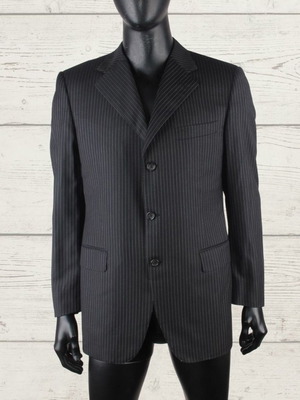 Canali Exclusive Collection Super 150s men's blazer size L black pinstripe like new