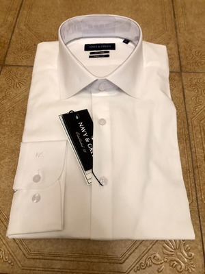 Navy & Green Λευκό Πουκάμισο L Καινούργιο