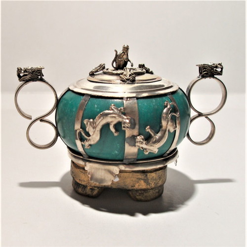 Asian antique tea vessel used, made of nephrite mineral