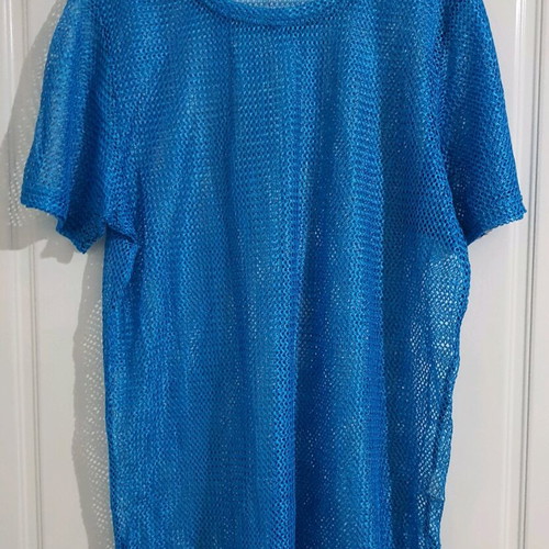 Transparent knitted blouse blue, size 38, like new