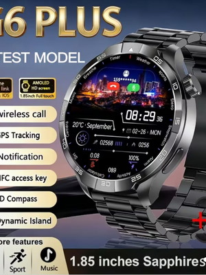 Smartwatch with 1.85-inch AMOLED HD Sapphire screen, NFC, GPS