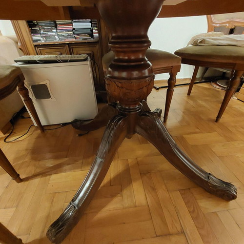Solid wood extendable dining set with 6 chairs, used, classic style