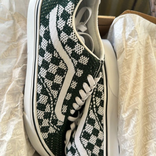 Vans Old Skool EK Checkerboard casual shoes new, size 44.5, white and green