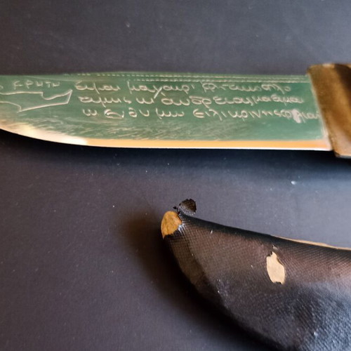 Vintage Cretan Knife Antique with Natural Goat Horn Handle and Mantinada like new