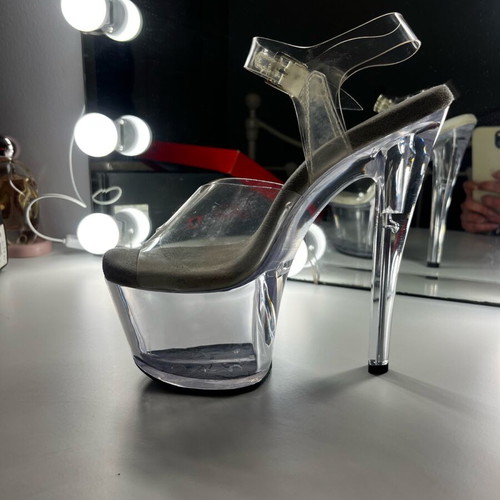Pleaser USA transparent sandals used, size 36, white