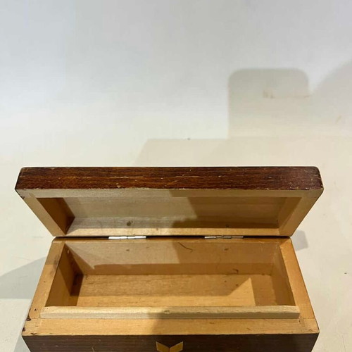 Vintage wooden Soviet marquetry box used from 1970s