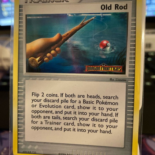 Pokémon Trainer Old Rod Holo Stamp new