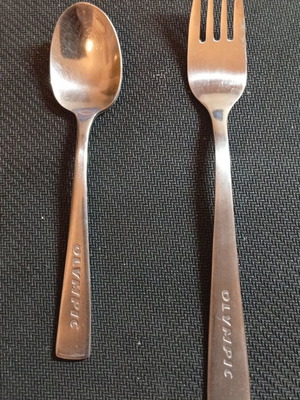 Olympic Airways spoon and fork set used, vintage