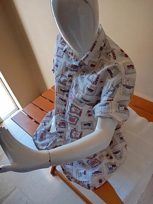 Πουκάμισο Botticelli vintage unisex με ναυτικά μοτίβα, μέγεθος L