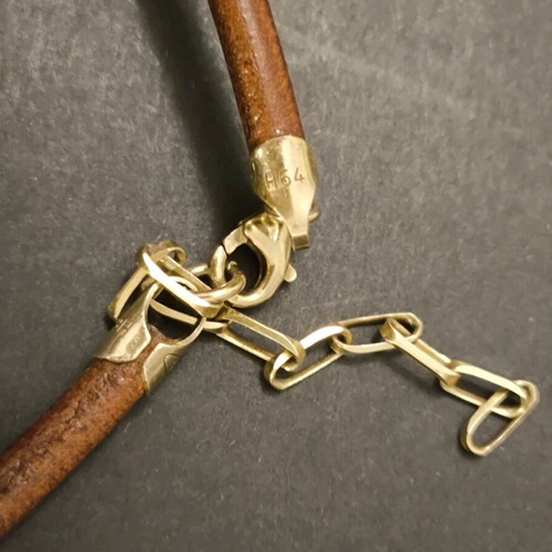 Silver 925 handmade gold-plated set like new with brown leather strap