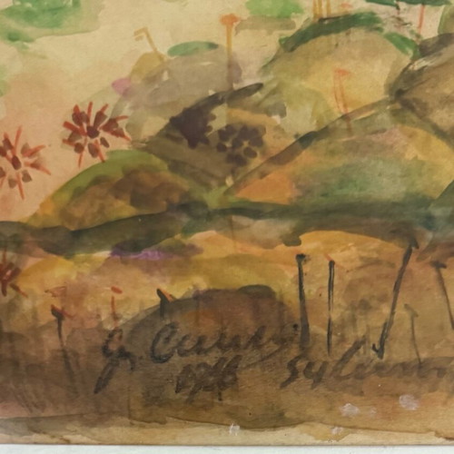 Painting by Tzoulio Kaïmi watercolor on paper like new 40x50