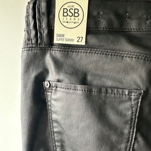 BSB Jeans Sadie Leather Pants New Black with Studs