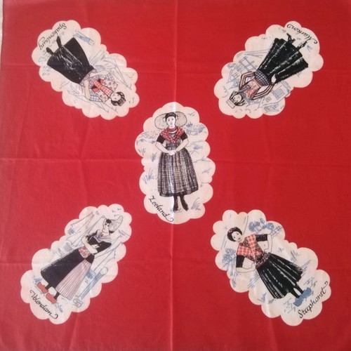 Cotton scarf like new with Dutch costumes 50x50cm