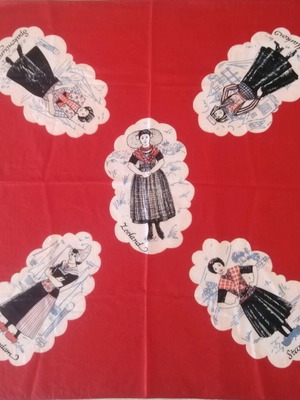 Cotton scarf like new with Dutch costumes 50x50cm