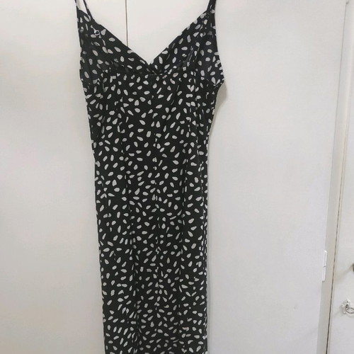 Black and white midi dress with leg slit, size Small, used