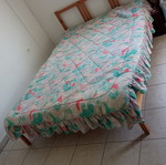 Wooden semi-double bed set with removable fabric mattress cover