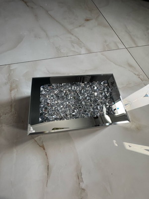 Glass jewelry box new silver