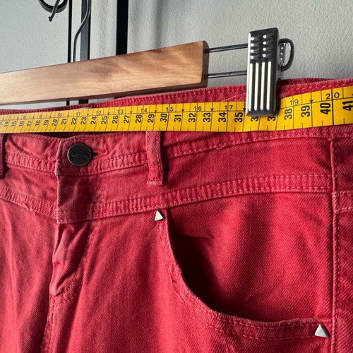 Denim Pull&Bear pants used, red, low waist, elastic fabric