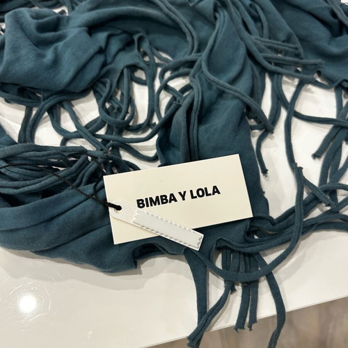 Bimba y Lola cotton scarf with fringes blue new