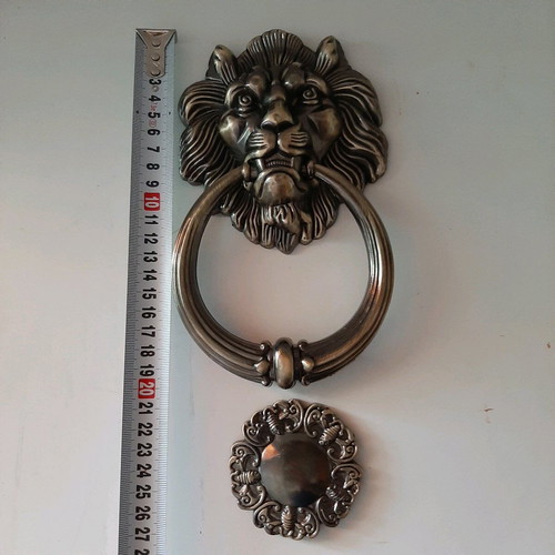 Vintage metal door knocker with lion head new