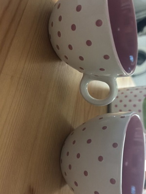 Pink polka dot large cups like new