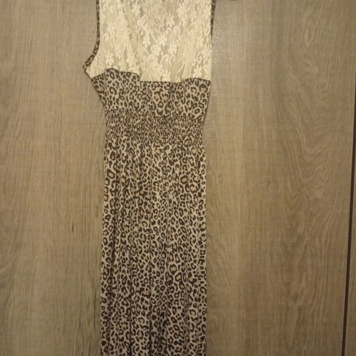 Dress beige and brown, like new, size L 40 12