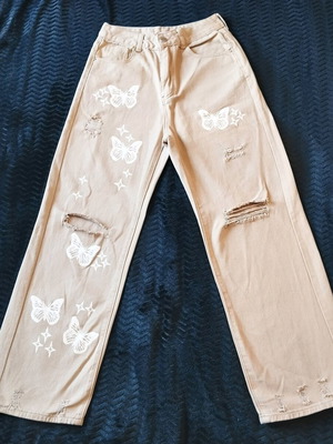 Mariposa Hippie Jeans μέτριας φθοράς, μέγεθος M, άσπρο-μπεζ
