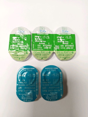 Contact lenses -5.25 new with green and blue color