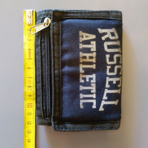 Russell Athletic wallet used, dark blue tri-fold with Velcro