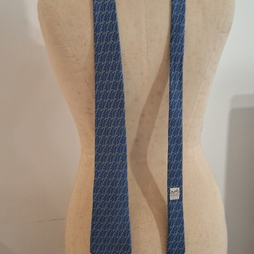 Hermes vintage silk blue tie
