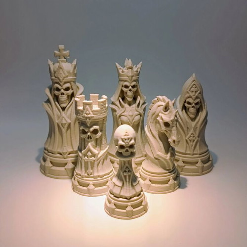 Chess skeleton pieces white and black new
