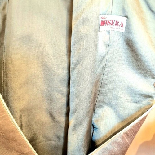 Vintage MONSERA mid-length dress cotton satin like new, brown bronze