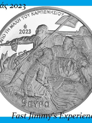 2023 Greece 5 Euro Silver Coin Proof Like 200 Years Battle of Karpenisi