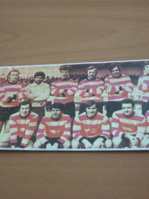 Korinthos football team collectible card used, 1970s
