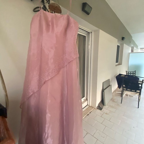 Evening dress pink with rhinestones used, size M