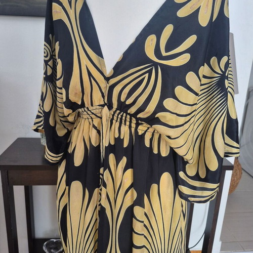 Celestino dress kaftan style black and dark gold like new, onesize