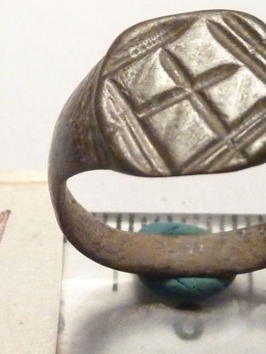 Old Revival Bronze Ring with Cross used