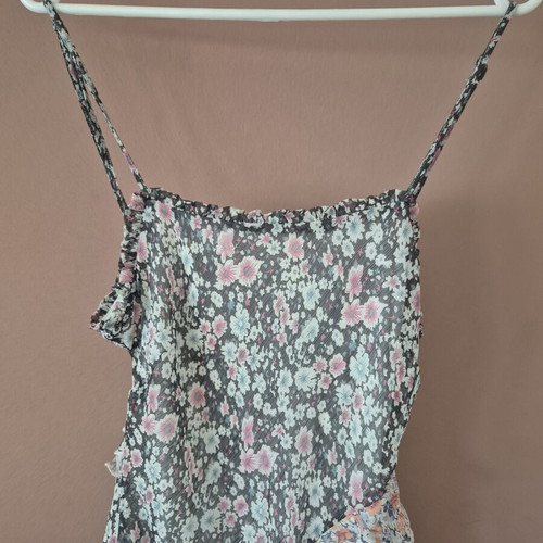 Floral short dress beige-brown like new XS-S