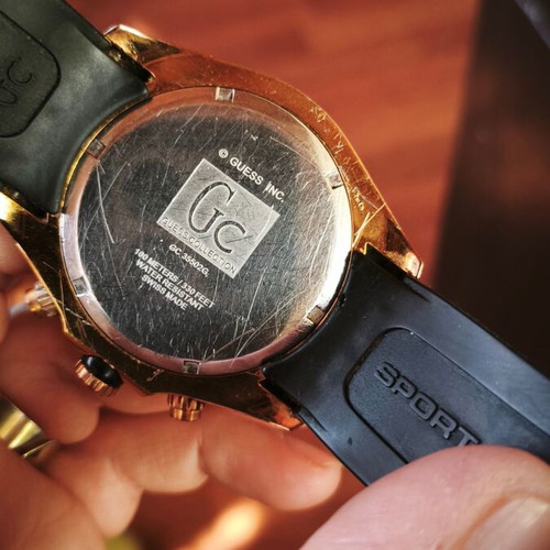 Guess Collection Chronograph GC 35502G men's watch used, black and gold