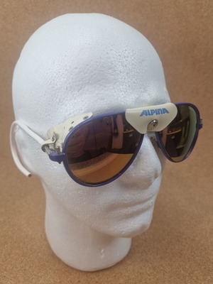Γυαλιά ηλίου Alpina Spectravision ICE vintage μεταχειρισμένα, 1980s μωβ και άσπρα