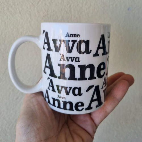 White semi-porcelain mug with the name Anna