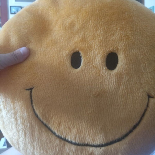 Smiley plush pillow like new, XL yellow, diameter ~40cm