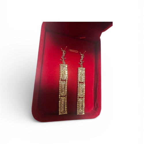 Σκουλαρίκια YSL Yves Saint Laurent μακριά με κρύσταλλα σαν καινούργια, χρυσαφί
