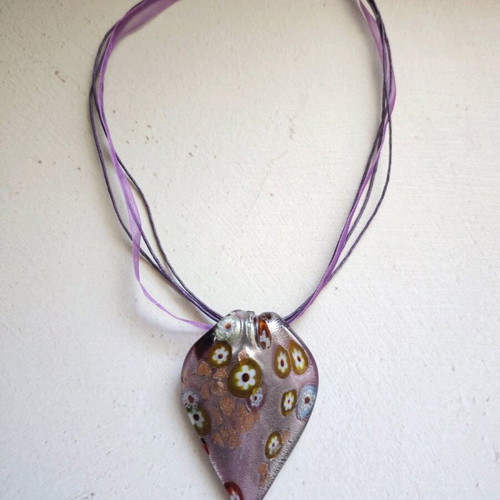 Summer necklace used, purple, 42cm length with 4cm extension