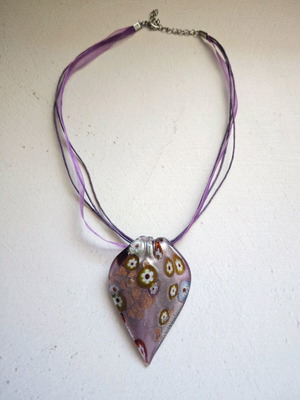 Summer necklace used, purple, 42cm length with 4cm extension