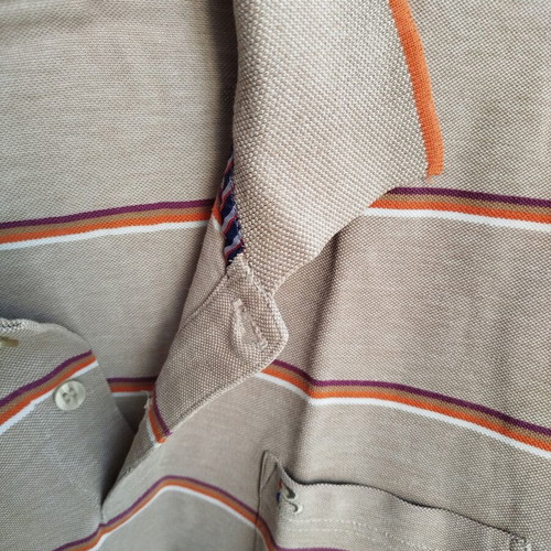 Braggi Men polo shirt, XL, beige and orange stripes