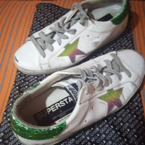 Golden Goose Superstar sneakers like new, size 38, white and green